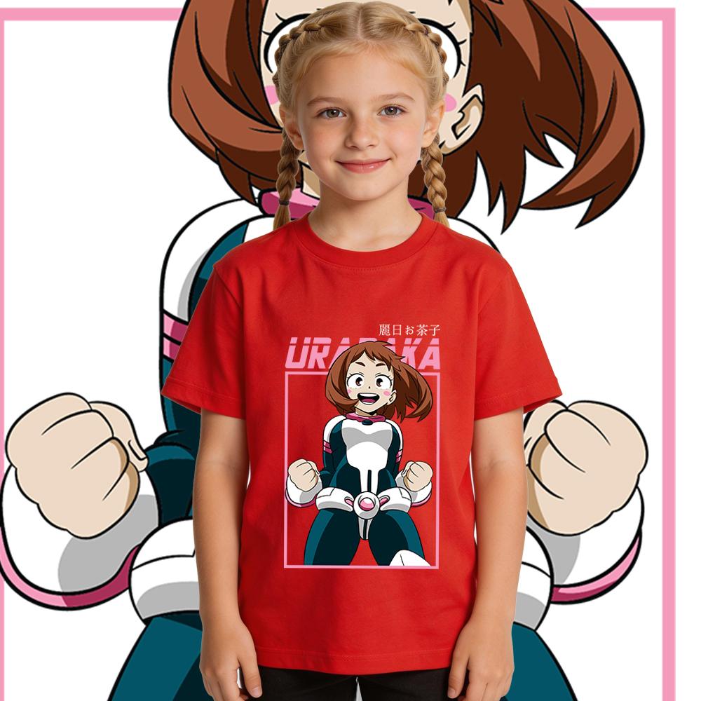 My Hero Academia Ochako Uraraka Anime Print Cotton T Shirt Boys Girls Casual Summer Top Kids Soft Breathable Wear
