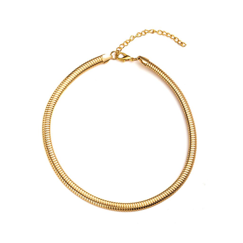 Золотая цепочка «Змеиная кость», толстая цепочка-ожерелье, простое и изысканное, преувеличенное плетение, модная персонализированная цепочка для ключицы