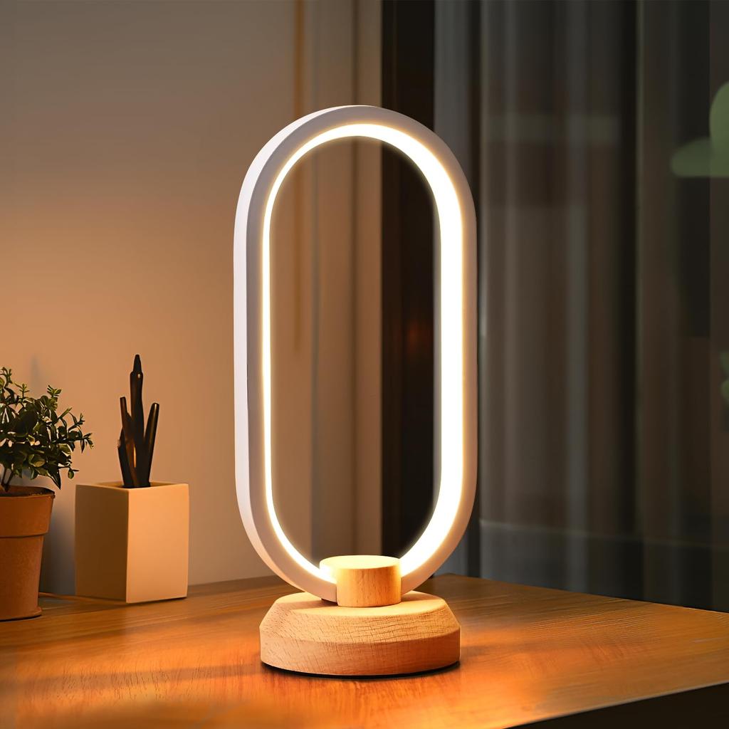 Modern Desk Lamp LED Wooden Table Bedroom Bedside Night Dimmable LED Creative Home Unique Housewarming Gift Lamp, Light, Lighting, Decoration,