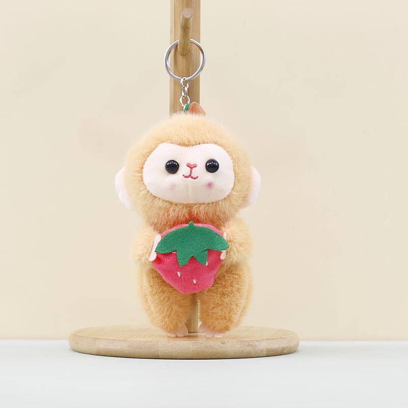 Adorable Plush Fruit Monkey Keychain Cute Cartoon Monkey Doll Accessory For Bags