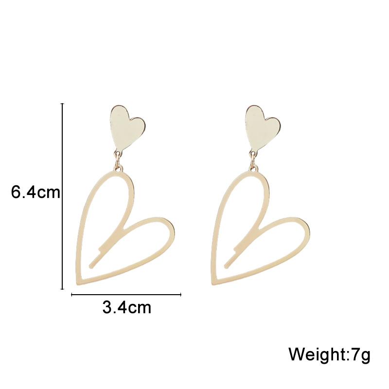 Большие двухслойные полые геометрические серьги-подвески в форме сердца для женщин и девочек, ювелирные изделия, аксессуары, подарок на День святого Валентина
