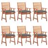 VidaXL Set of 6 Outdoor Dining Chairs with Cushions, Patio Seats, Dining Chairs, Garden Patio Furniture, 3078363