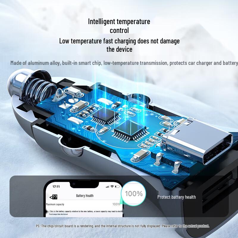Ugreen Быстрое автомобильное зарядное устройство 20 Вт PD с двумя портами