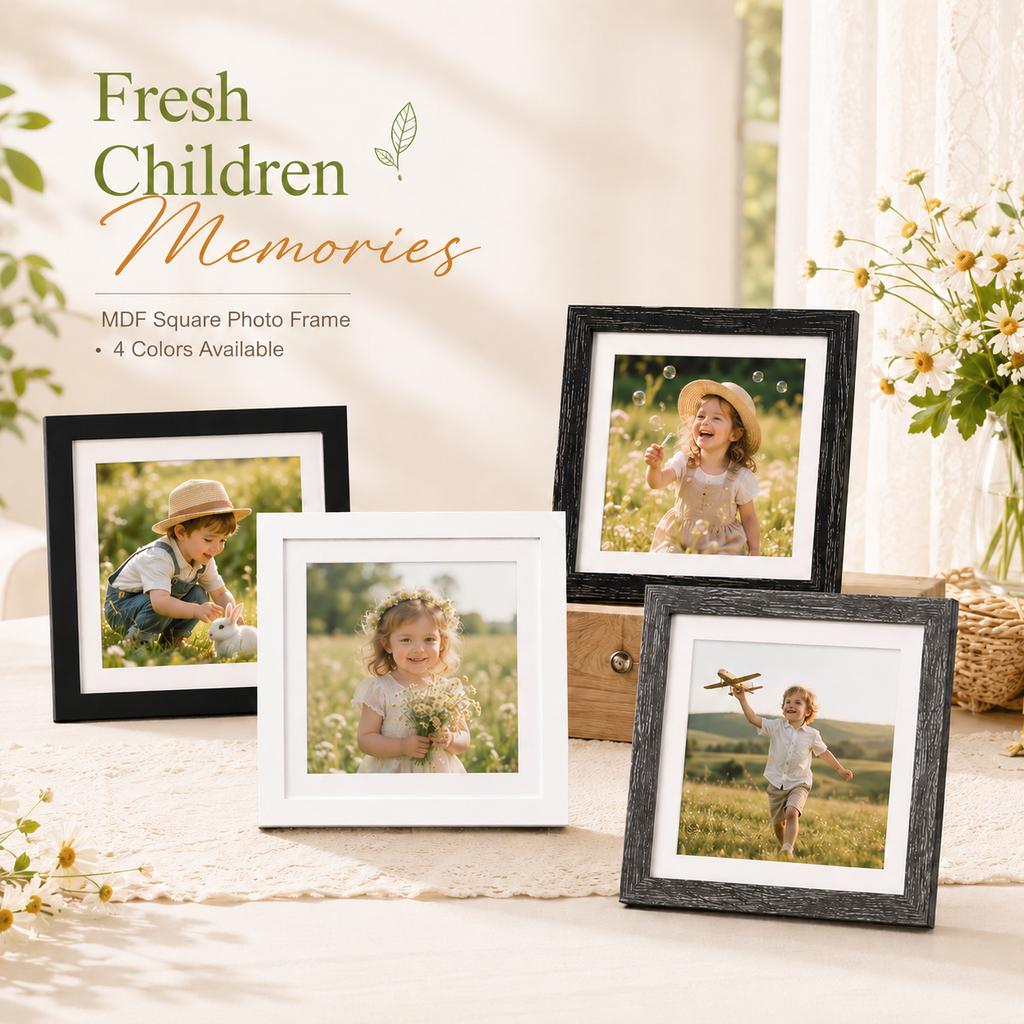 Wood Picture Frame Durable Lightweight Square Photo Frame Wall Hanging Tabletop Home Decor 6x6 8x8 10x10 12x12 14x14