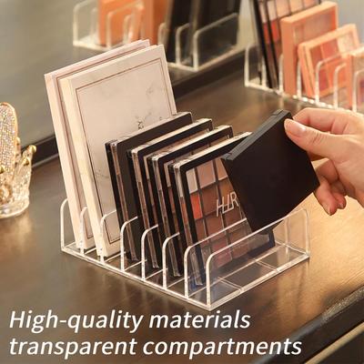Акриловый органайзер для палеток теней - 7-секционный ящик для хранения косметики для макияжа, солнцезащитных очков и наборов румян 2 размера, прозрачный