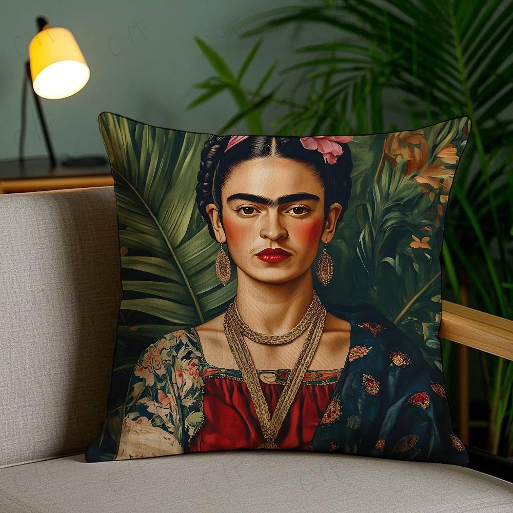 Anime F-Frida K-Kahlo Art Pillow Case Anti-Dustmite Pillowcase Invisible Zipper Silky Short Plush Sofa Cushion Cover