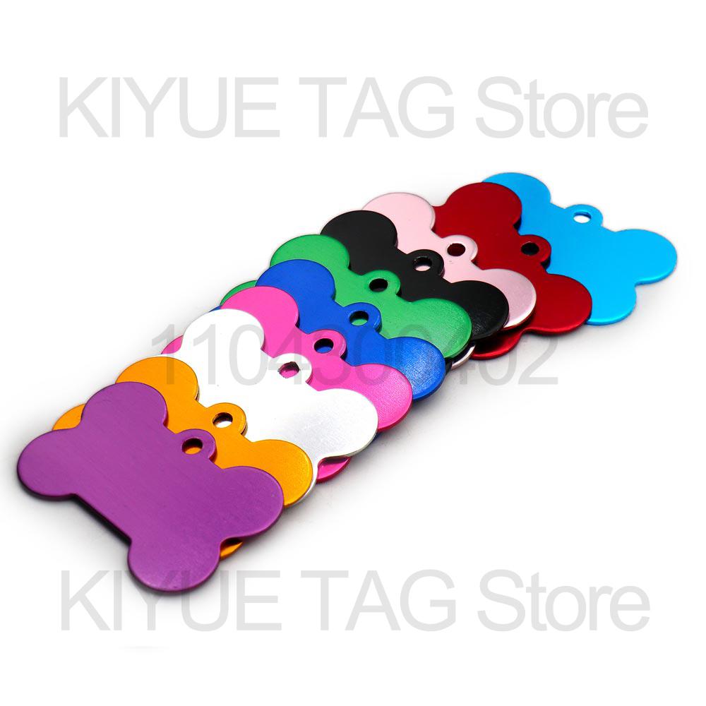 KIYUE 100 Pcs Blank Bone Shaped Dog Tag Cat Tags Personalized Small Pet ID Aluminum Alloy Label Name Plate