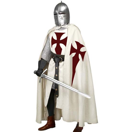 Halloween Cosplay Medieval Costume Men Teutonic Knight Crusader Tunic & Cloak Surcoat Reenactment LARP