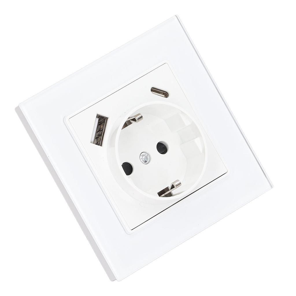 Standard Type C 5V 2.1A USB Concealed Mounted Socket Tempered Glass Panel Wall Socket 82 Type  3520W