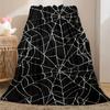 Flannel Blanket Spider Web Pattern Black White Gothic Decorative Throw for Sofa Couch Bedroom Halloween Atmosphere Creating