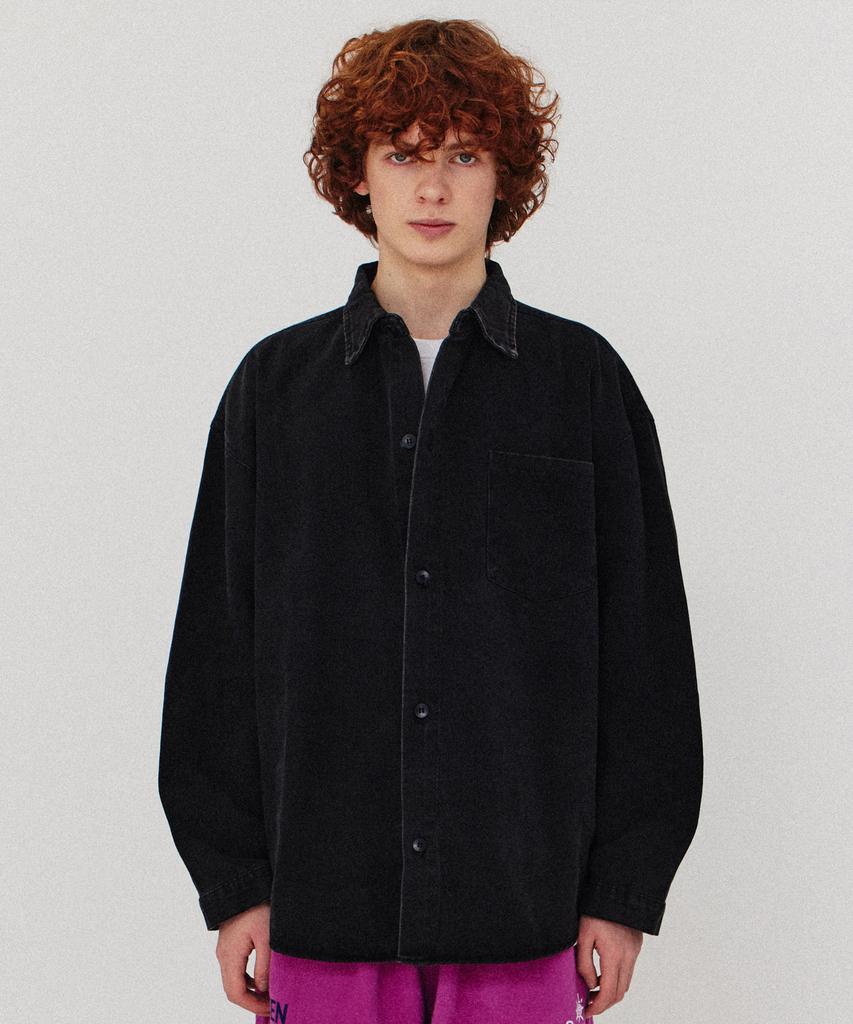 GOLDEN SUNSHINE Washed Denim Over Shirts_Black