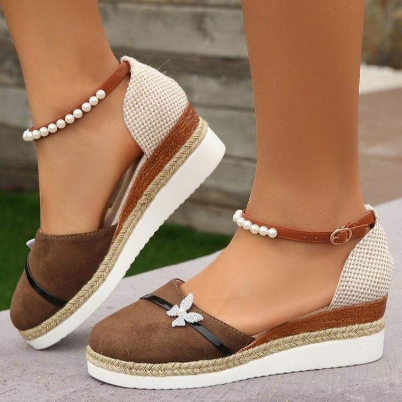 Women'S Sandals Summer 2024 Women'S Wedge Casual Sandals Butterfly Pearl Fashion Casual Shoes Sandals Women Dressy Summer