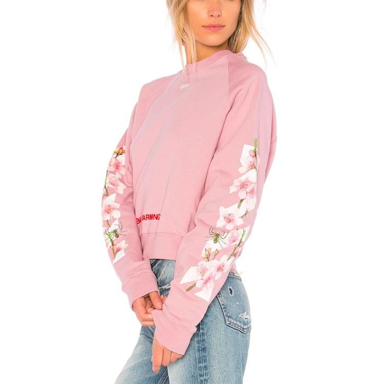 (WMNS) Off-White C O Virgil Abloh FW Cherry Blossom Crop Cotton Sweatshirt Women's OWBA026E170030502788