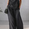 2 Piece Outfits for Women Summer One Shoulder Sleeveless Top And Wide Leg Pants Matching Lounge Set with