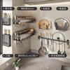Wall Mounted Carbon Steel Kitchen Spice Rack Organizer Shelf Set Modern Minimalist No Drill Installation