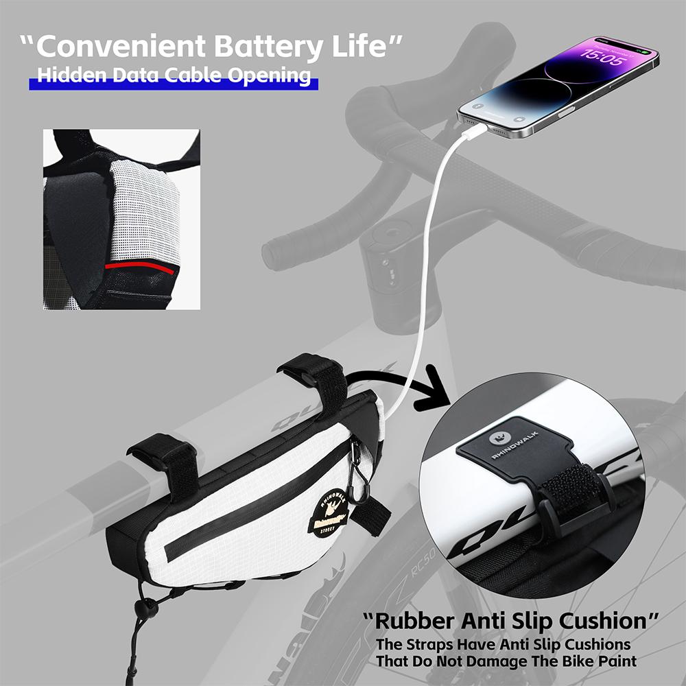 RHINOWALK Сумка на треугольную раму для дорожного велосипеда, водонепроницаемая велосипедная сумка со скрытым отверстием для кабеля