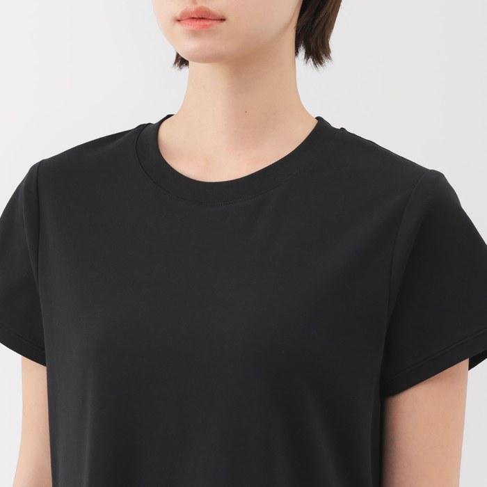 Женское охлаждающее однотонное платье с коротким рукавом MUJI, Черный, Женский S