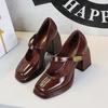 Женская обувь в европейском и американском стиле ретро, туфли на толстом каблуке, туфли на высоком каблуке, водонепроницаемая платформа, металлическая пряжка, прямой ремешок, одинарная туфля