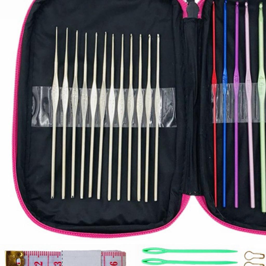 100pcs Crochet Hooks Set Colorful Metal Aluminum Knitting Crochet Needle Set With Crochet Bag