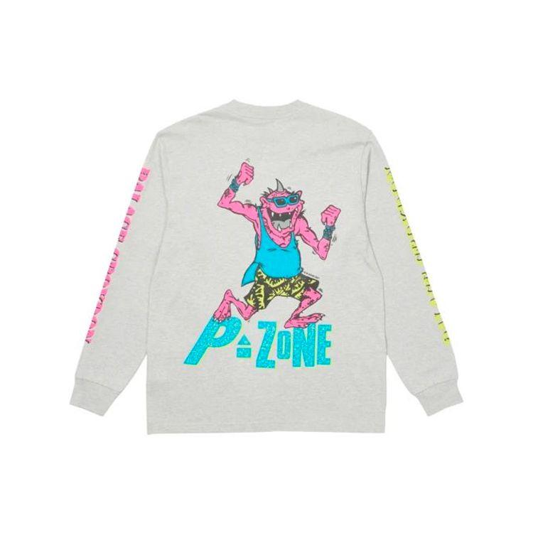 Palace Футболка унисекс с длинными рукавами и рисунком Little Devil Tri-Ferg X M-Zone, серая P20LS025