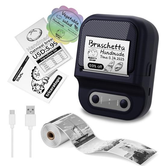 Машина для печати этикеток Портативный термопринтер этикеток Совместимый с Bluetooth Мини-принтер этикеток с лентой для маленьких