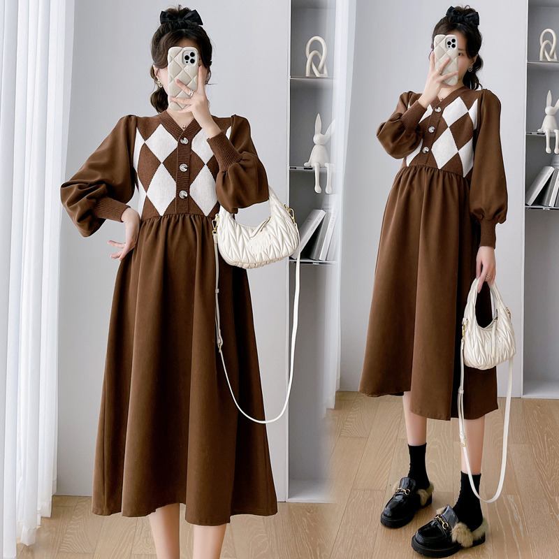 Одежда для беременных, модное тонкое платье большого размера с длинными рукавами, платье для беременных