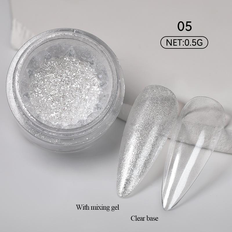 Суперблестящая перламутровая пудра для ногтей, перламутровая пудра Magic Shell Cloud Brocade, неоновая перламутровая пудра цвета платины