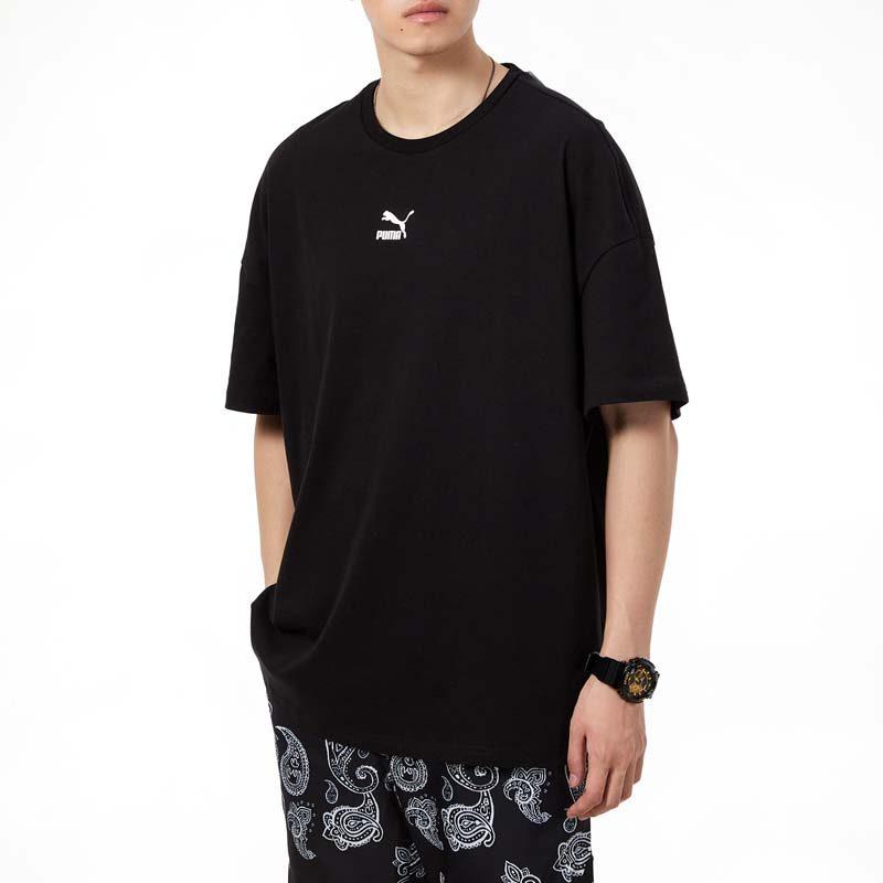 PUMA T Shirts Men's Black Crew Neck Moderate Straight Fit 533100-01