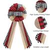 Christmas Tree Topper Large Plaid Burlaps Red And Black Gift Bow For Xmas Tree Handmade Holiday Party Decorations-13 X 29 Inch