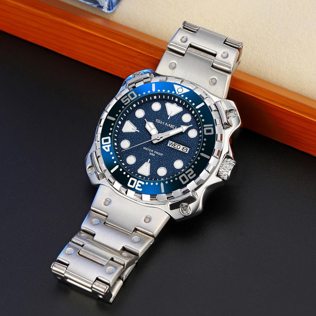 Модные мужские часы Роскошные водонепроницаемые часы для мужчин Кварцевые часы с датой Светящиеся часы+Коробка