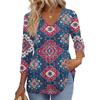 Women's T Shirt Print 3/4 Sleeve Fashion Basic V- Neck Regular Top