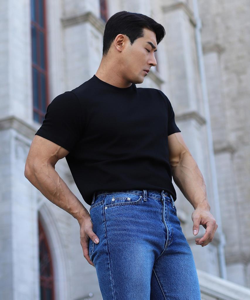 Bestfit 2 упаковки Фирменная хлопково-модальная футболка с коротким рукавом, облегающего кроя