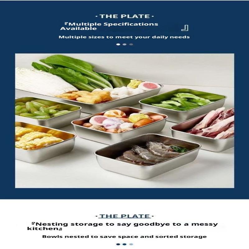 2/3/4/5 шт. Контейнер для еды из нержавеющей стали с крышкой, большой вместимости, для хранения продуктов, коробка для сохранения свежести, поднос