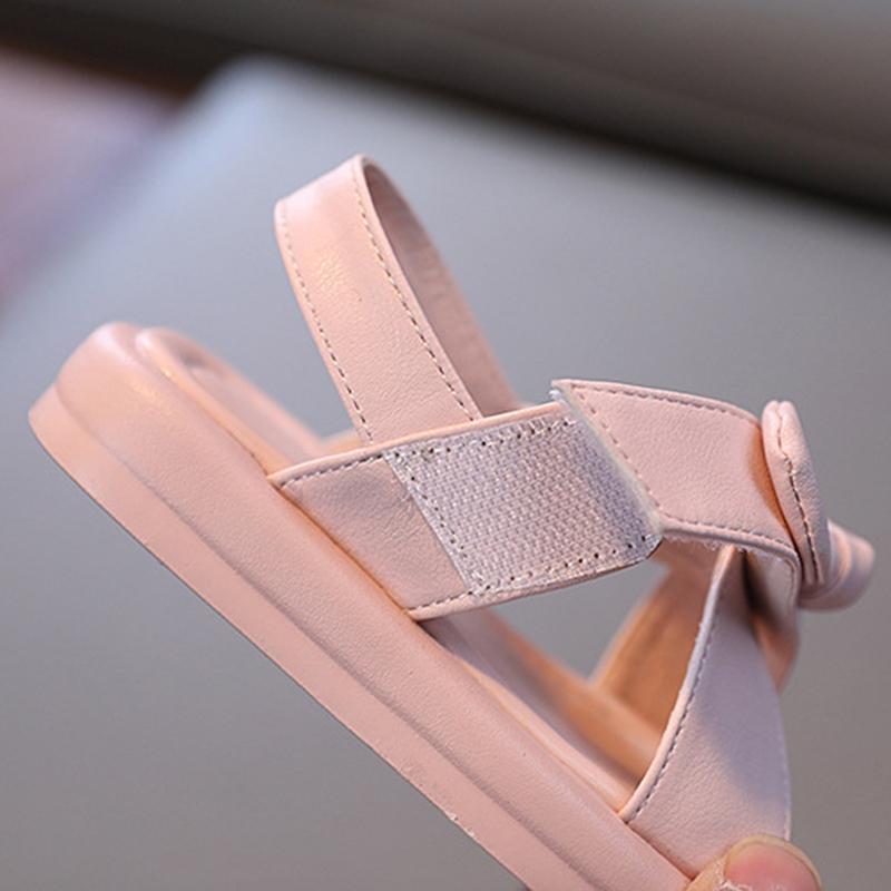 Children's Girls Comfortable Simple Solid Color Cute Bow Soft Bottom Non-Slip Design Outdoor Beach Sandals