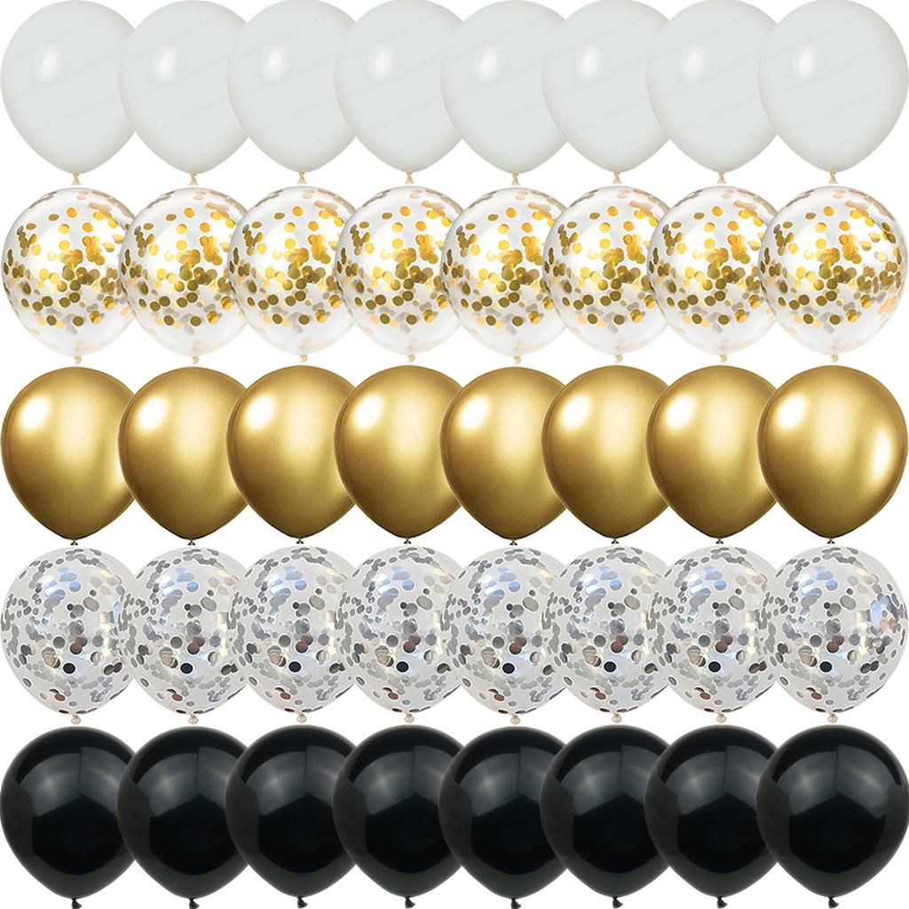 40 шт. Серебряные жемчужные металлические латексные шарики-конфетти для вечеринки на день рождения, свадьбу, детский душ, украшения на Новый год