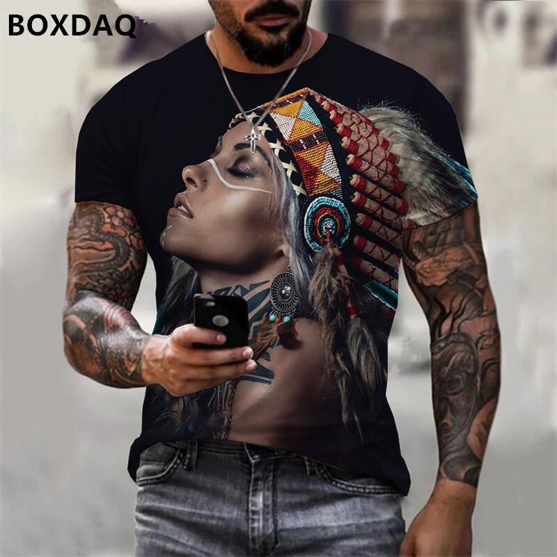 Новая футболка с индийской культурой, модные топы с 3D абстрактным принтом лица, мужские летние уличные топы в стиле Харадзюку, футболка большого размера с короткими рукавами