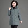 Winter Coat Middle-Aged Mother Cotton Padded Jacket Long Hooded Parka Female Windproof Loose Warm Outwear