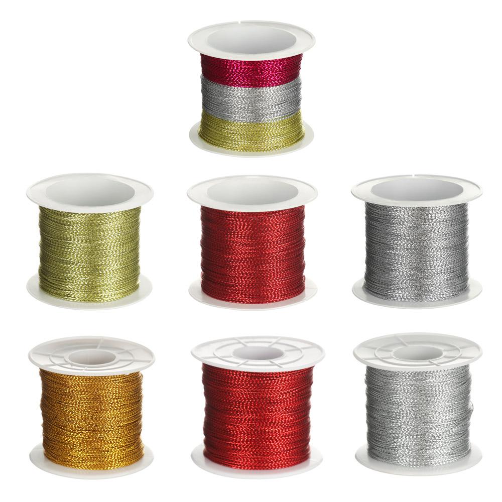 Декор коробки Тег Линия Обвязывающая веревка Рождественский ремешок Лента Мишура Упаковочная нить Металлический шнур