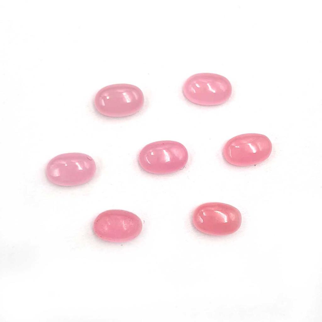 Dyed Pink Jade Oval Cabochon Loose Gemstone Lot 102 Pcs 4*6 MM 69 CT For Jewelry Making