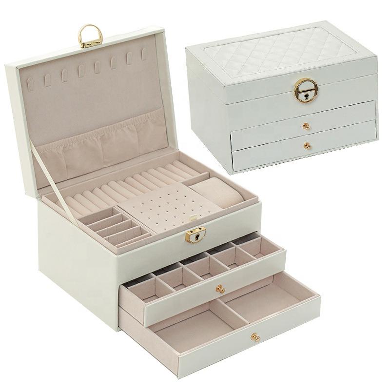 PU Leather Multi-Drawer Jewelry Packaging Case Gift Box Necklace Earring Bracelet Ring Travel Jewellery Organizer