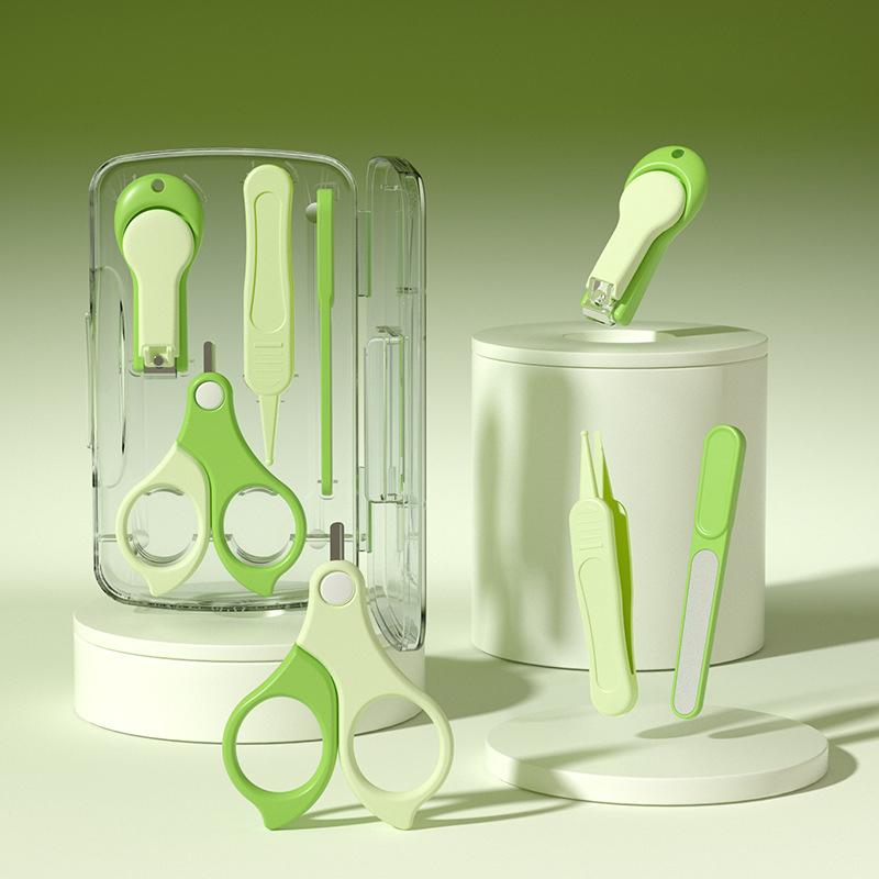 4 шт. Новорожденные детские ножницы для ногтей Инструмент для ухода за детскими ногтями Безопасный для детей Портативные кусачки Триммер Пинцет С коробкой Детский маникюрный набор