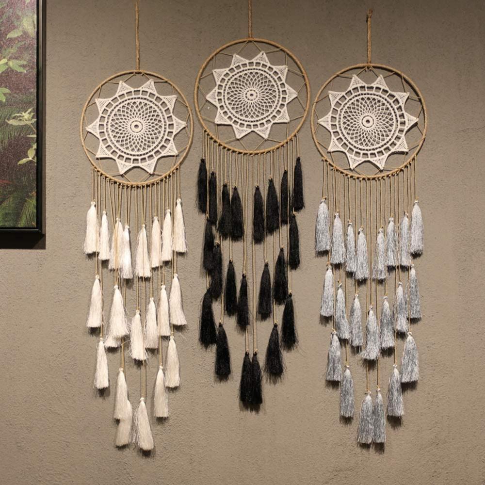 Bedroom Boho Handmade Feather Wall Hanging Tassel Macrame Tapestry Blanket Dream Catcher