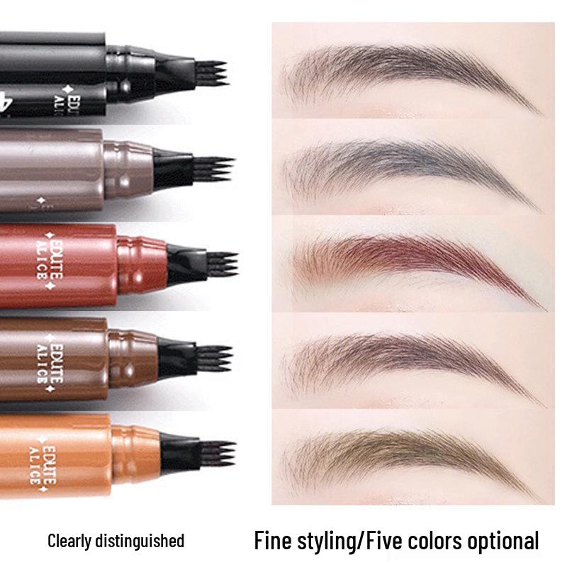 Водостойкий карандаш для бровей с четырьмя зубцами: Потостойкий, Не размазывающийся, Макияж с точностью до волоска