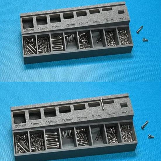 Лоток для сортировки болтов M3 с 7 измерительными прорезями. Коробка для сортировки длины прецизионных винтов M3. Органайзер для мелких деталей и крепежных деталей.