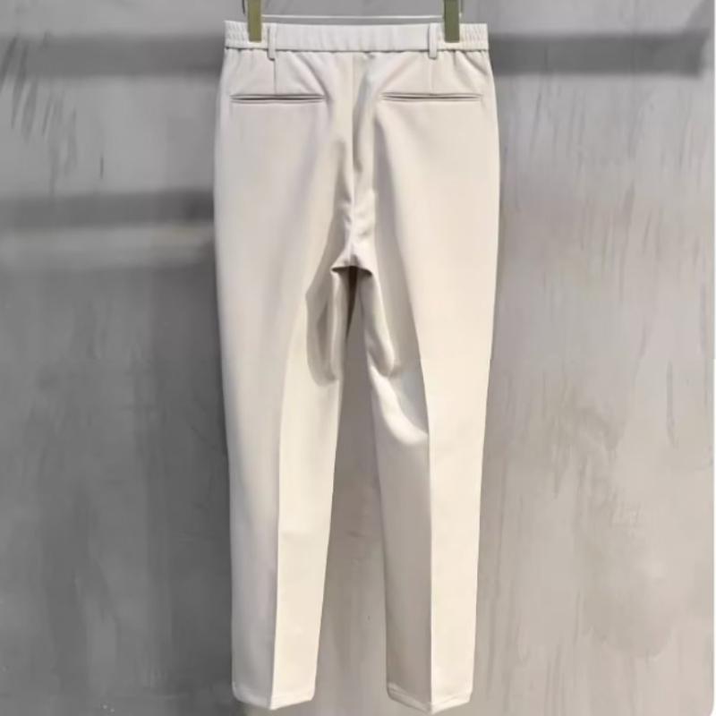 Plus Size Spring Summer Men's Casual Pants Suit Pant Slim Fit Work Elastic Waist Jogging Business Trousers Male Black