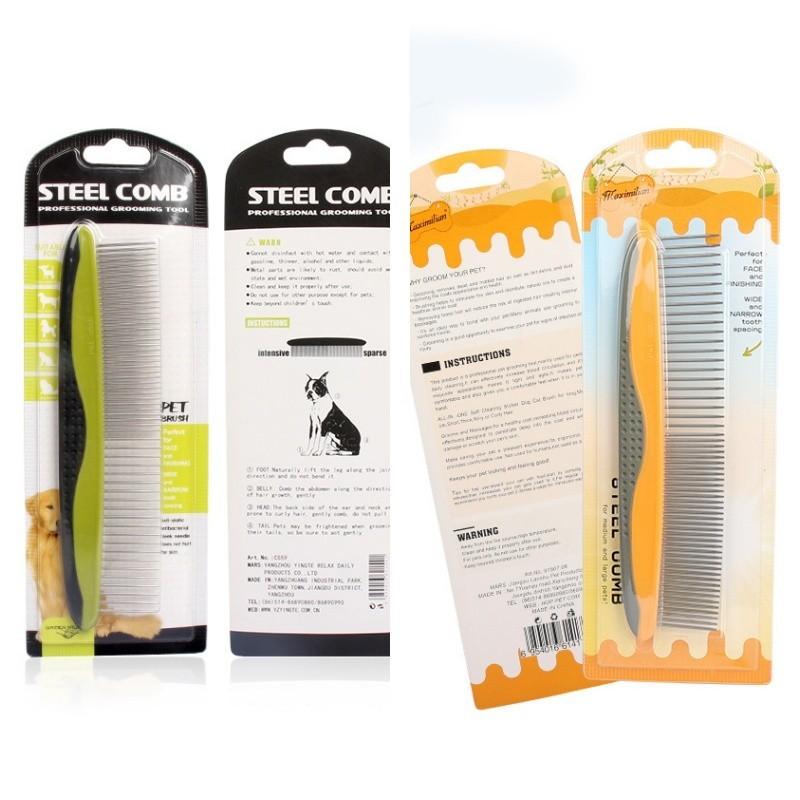 Pet Grooming Comb With Plastic Handle Detangling And Flea Comb For Dogs Green Blue Orange