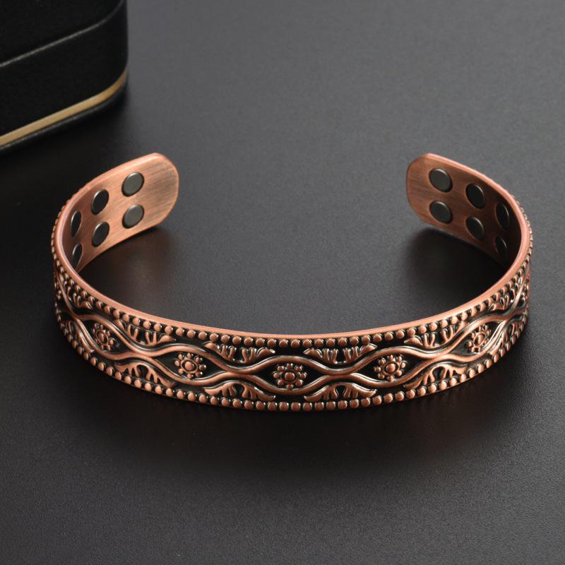 Ретро-магнитный браслет с цветами сливы и акантом, медь