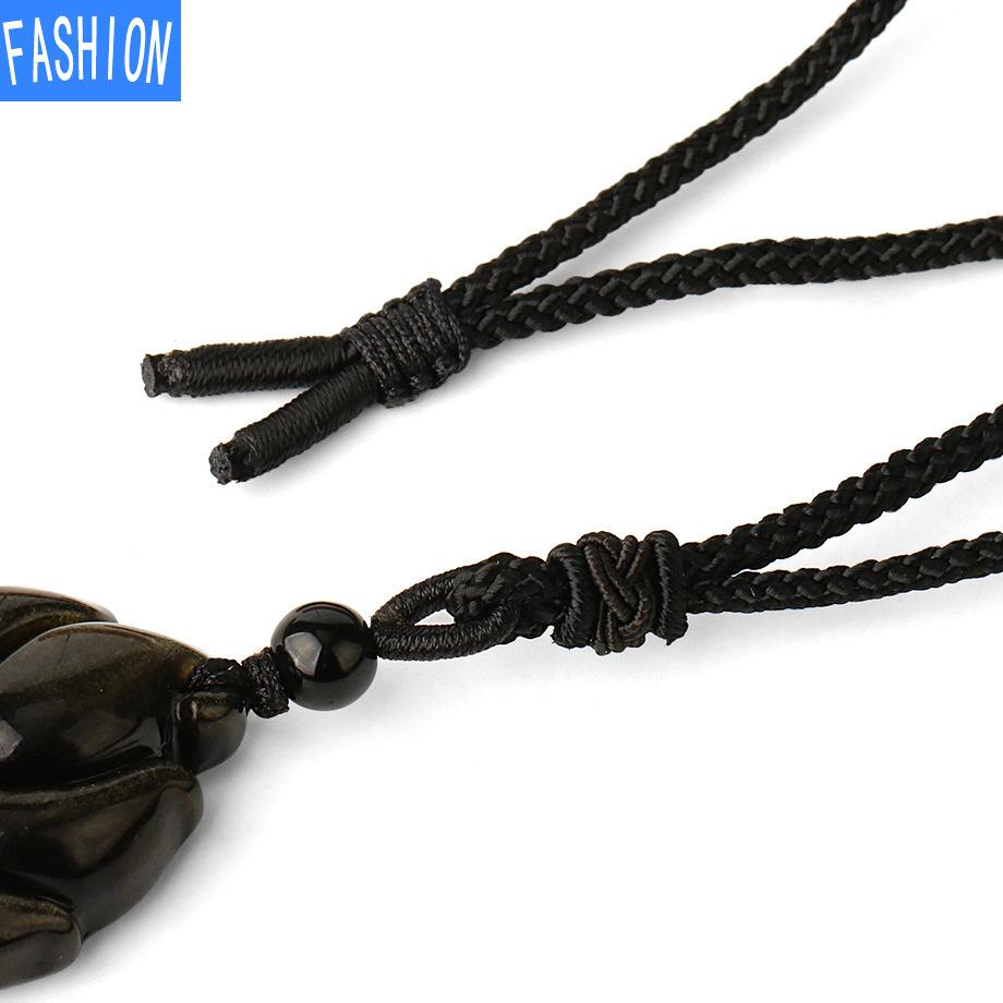 Кулон из натурального кристала с изображением лисы, обсидианового агата, индийского агата, регулируемое ожерелье