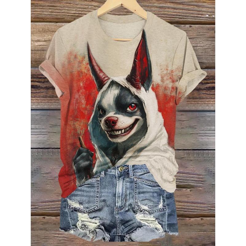 Летняя тонкая женская футболка с короткими рукавами и принтом в виде 3D-цифровых животных и насекомых