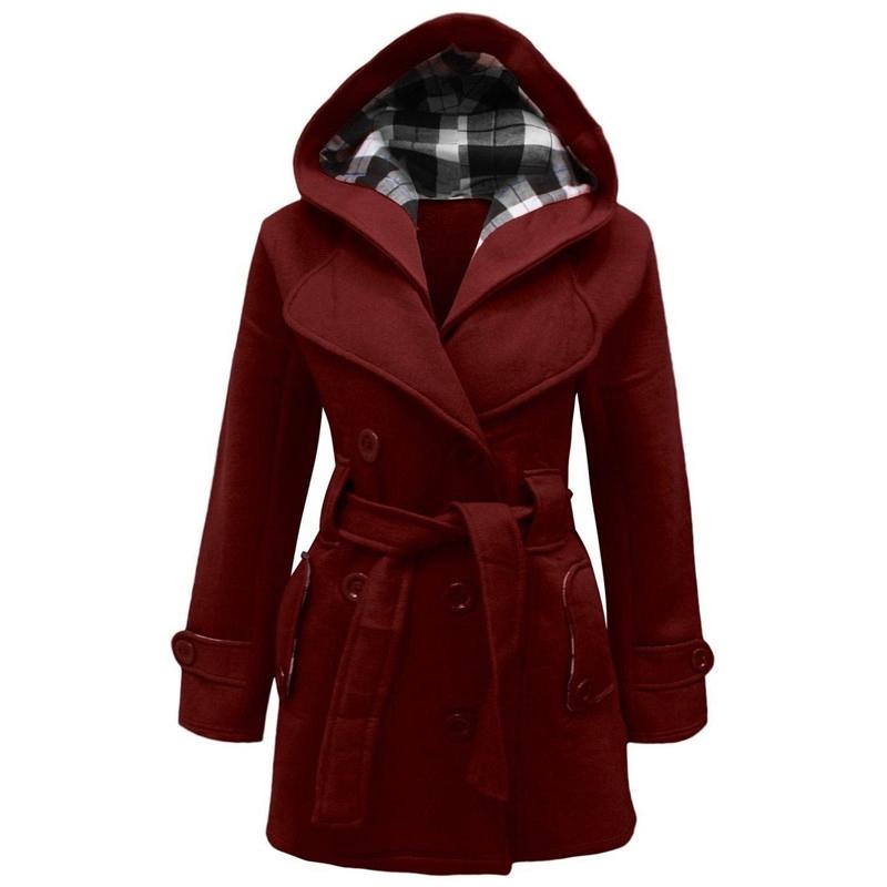Winter Coat Ladies Girls Hooded Comfortable Warm Jacket Womens Belted Elegant Plus Size Long Sleeve